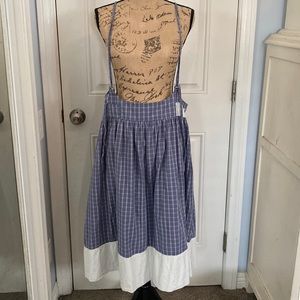 Ewa I Walla blue window pane suspender skirt
